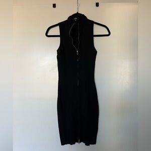 Lulu's Black Zip-Front Midi Dress